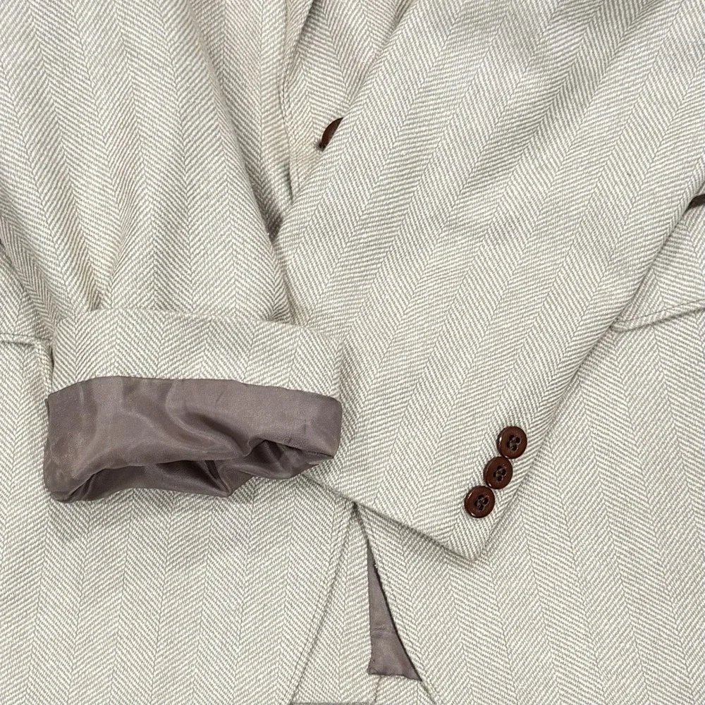 Circle S Dallas Cream Western Silk Herringbone Blazer 40R Rockabilly